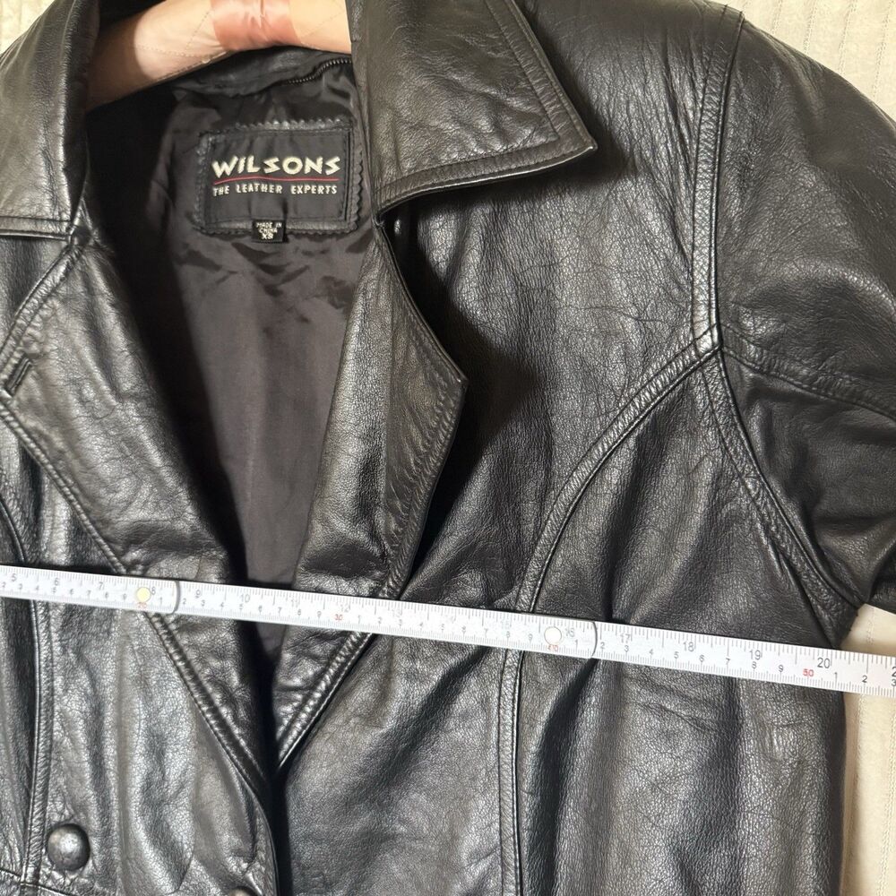 Vintage Wilson's Women's Black 100% Leather Jacket Size XS Pockets No Belt - Picture 5 of 14